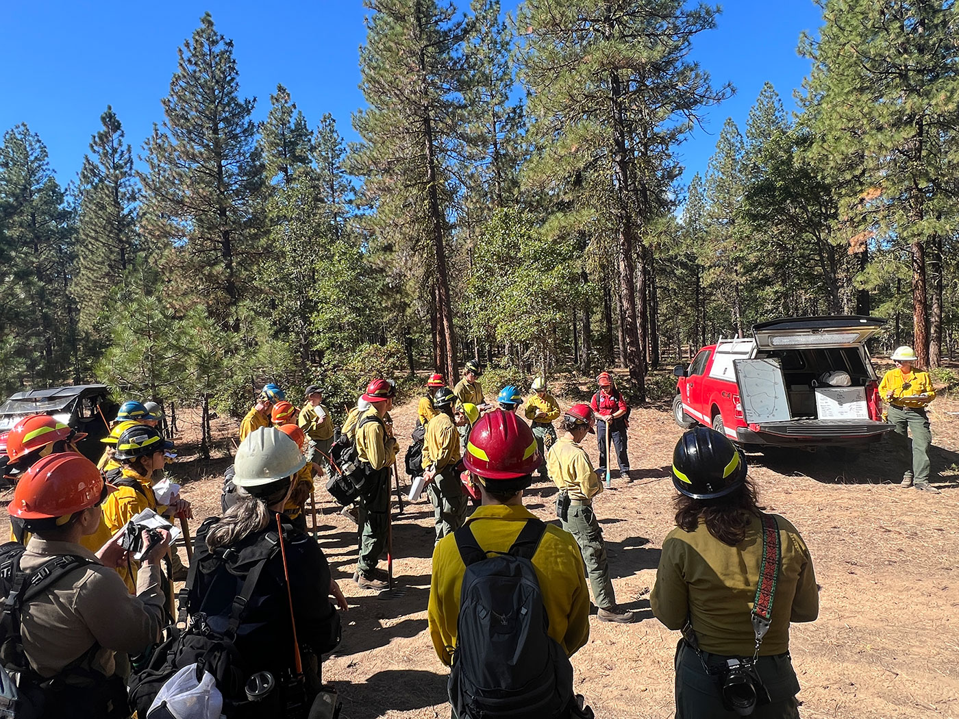Photo of workers getting ready to wrok.